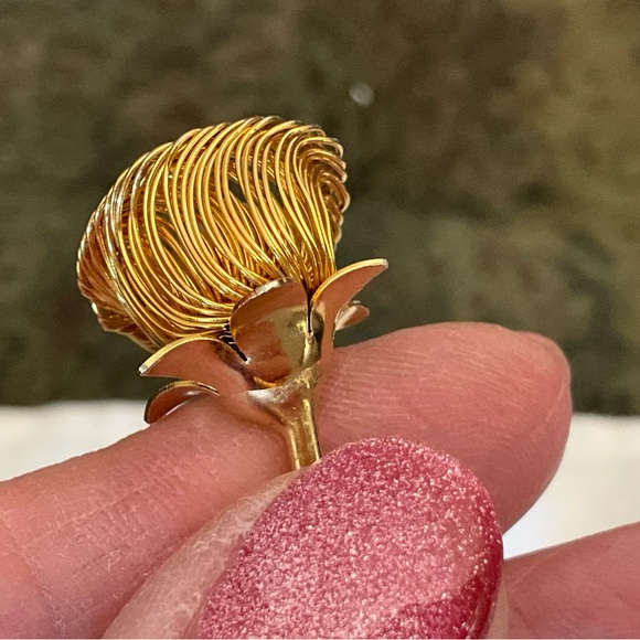 Kramer of New York Trumpet Coronet Brooch Pin Faux Pearl & Prong Set Stones - Picture 12 of 13